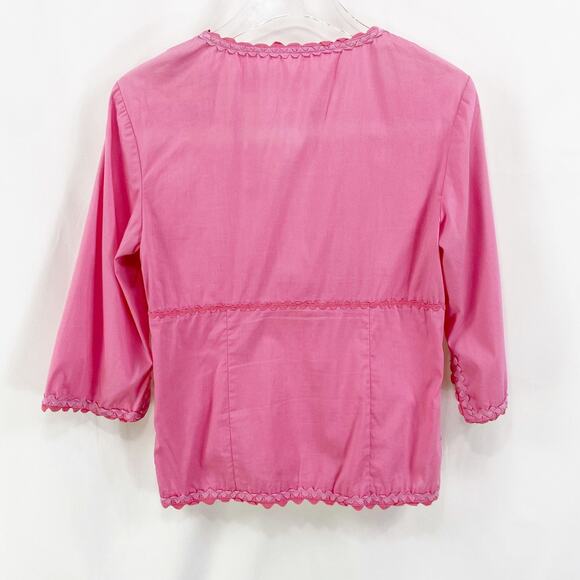 CYNTHIA STEFFE Pink V-Neck 3/4 Sleeve Blouse - Picture 4 of 9